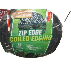 Zip Coiled Edging Black Landscape Flexible 20' Includes 10 Fabric Pins 1 Coupler